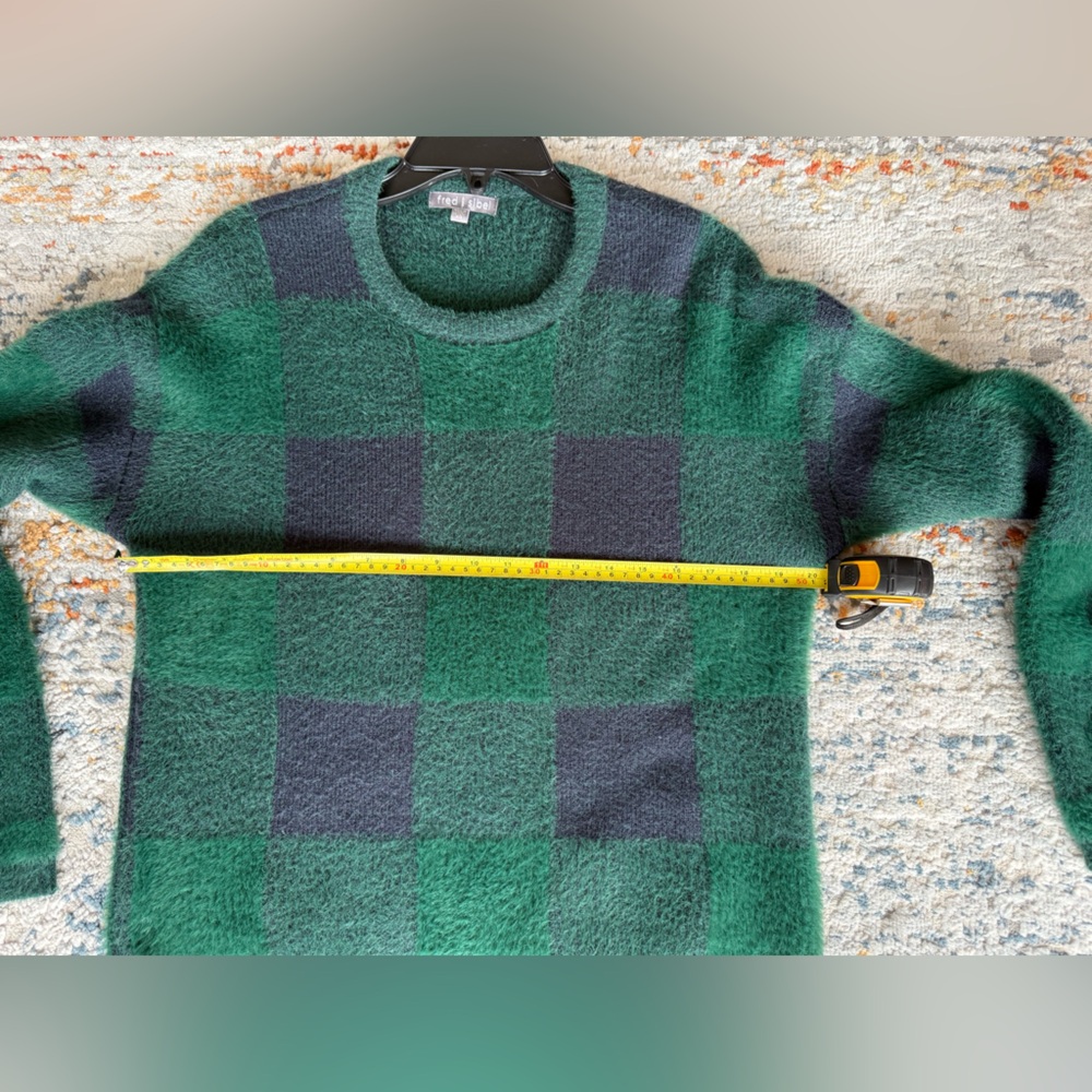 LIKE NEW Anthropologie Fred and Sibel Susan Plaid Pullover Green Black Sweater X - Picture 9 of 10